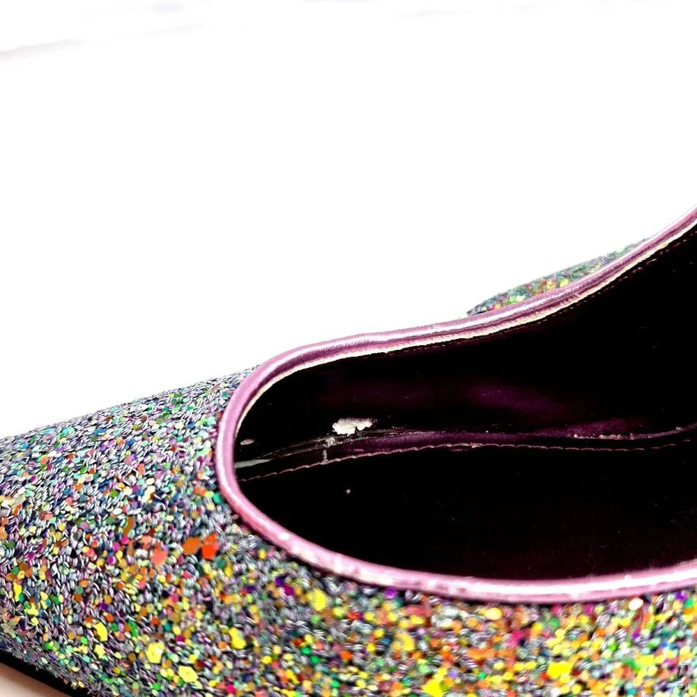 Nine West D'Orsay Sparkly Purple Gold Glitter Pointed Toe Stiletto Heels Size 7M - Picture 5 of 7